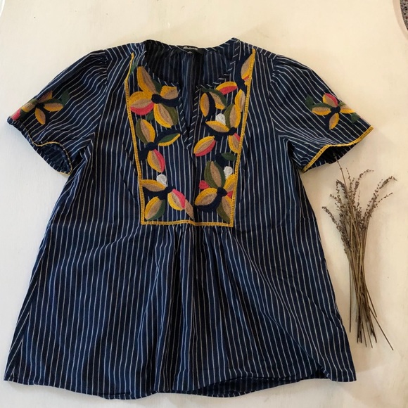 Madewell Embroidered Floral Fable Peasant Top - Picture 4 of 7